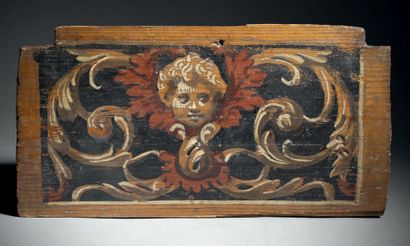 Suite of four ceiling panels in softwood,...