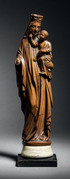 Virgin and Child in boxwood carved in the...
