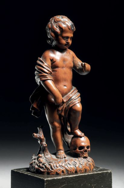 Memento mori in boxwood carved in the round,...