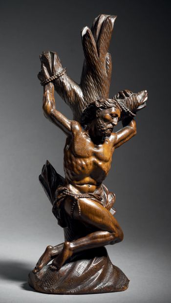 Saint Barthélémy in fruitwood carved in the...