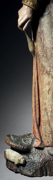 Saint Agnes in carved, polychromed and gilded...