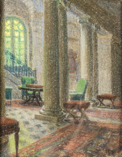 R.P. Intérieur Pastel, signé des initiales...