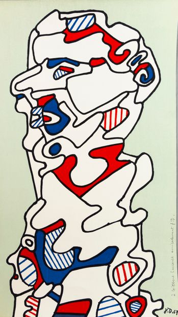 Jean DUBUFFET (1901-1985) Figure (bust)....