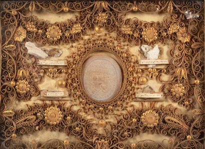Reliquary painting with floral decoration...