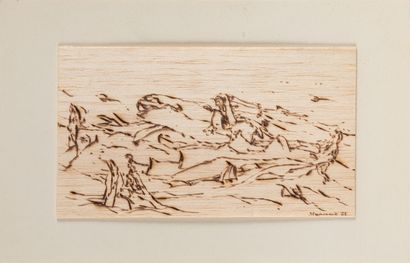 Janko STANOVNIC Untitled Two pyrographed...