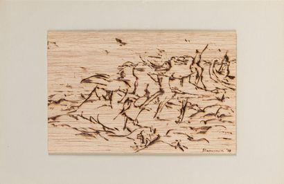 Janko STANOVNIC Untitled Two pyrographed...