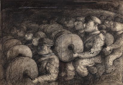 Denis POUPPEVILLE (Born 1947) Les tambours...