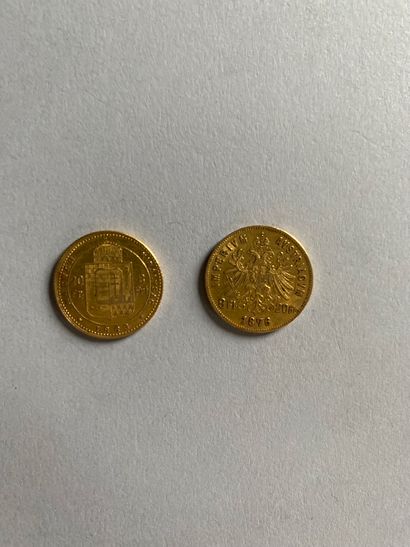 2 coins of 20 F/8 frt gold, Magyar, Franz...
