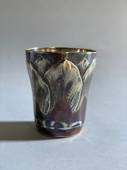 Set of two silver 950°/°° tumblers, one with...