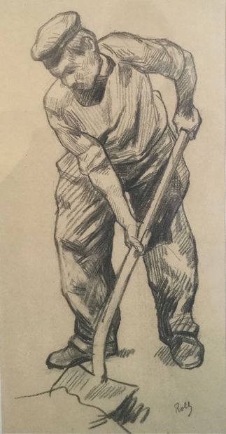 Alfred ROLL (1846-1919)
Man with a Shovel
Black...