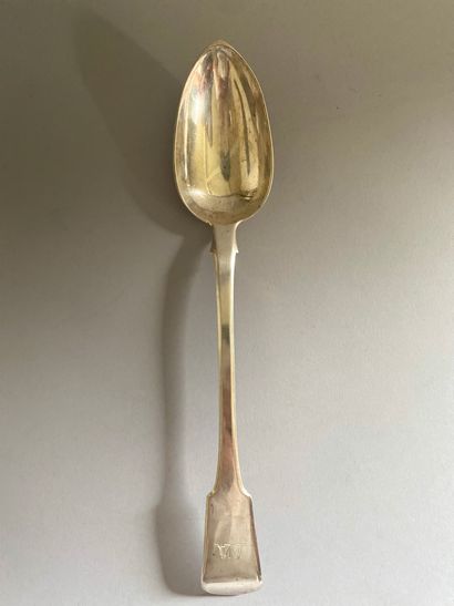 Ragout spoon in 1er coq 950°/°° silver, single-flat...
