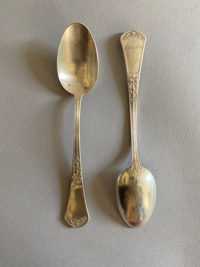 Lot in 950°/°° silver including 7 moka spoons,...