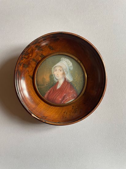Ecole vers 1820
Portrait de femme au châle...