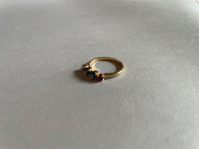 Half wedding band in 750°/°° gold set with...