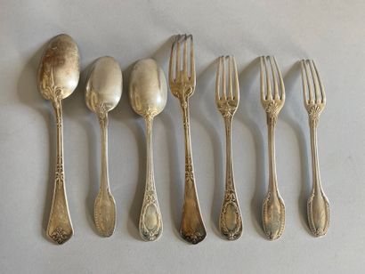 Set of 950°/°° silver flatware including...