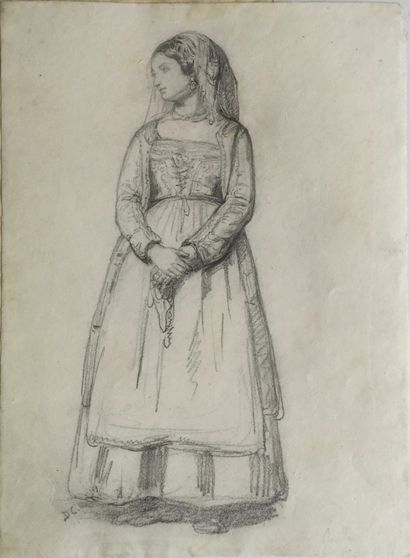 Lot of six drawings including:
- Auguste...