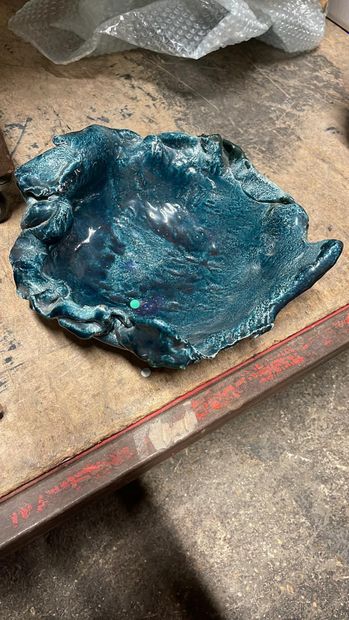 Travail Moderne
Ceramic leaf dish with blue...