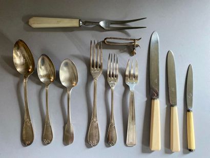 Set of silver-plated cutlery and knives,...