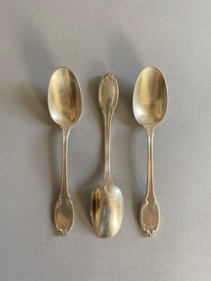 Lot in 950°/°° silver including 7 moka spoons,...