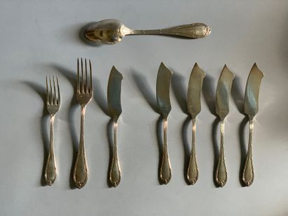 Part of a silver-plated menagère, ribboned...