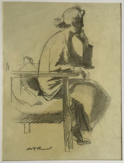 Lot of six drawings including:
- Auguste...