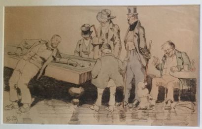 Henri PILLE (1844-1897)
The billiard table
Pen...