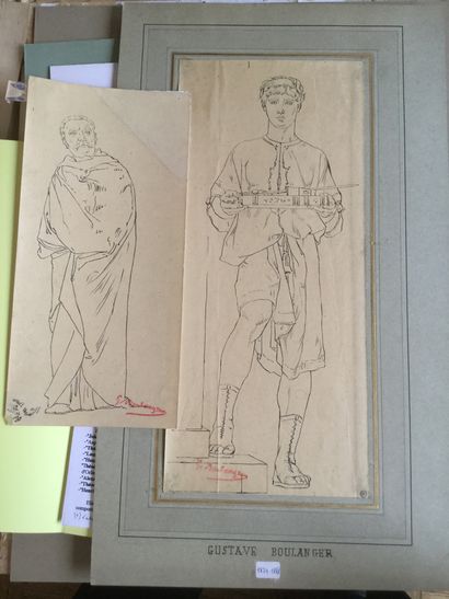 Lot of six drawings including:
- Auguste...