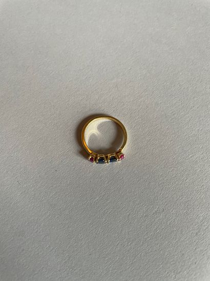 Half wedding band in 750°/°° gold set with...