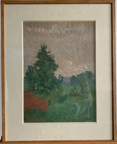 Louis HAYET (1864-1940)
Paysage verdoyant,...