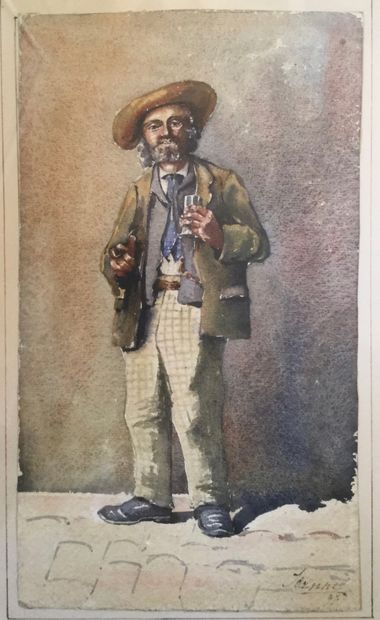 JEANNE
The drunkard
Watercolor, signed lower...