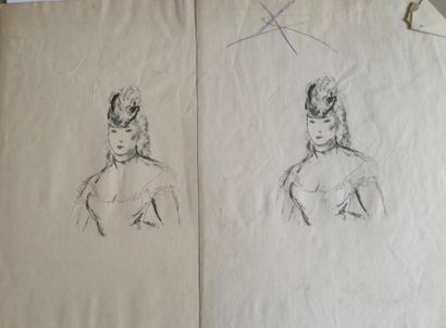 Lot of six drawings including:
- Auguste...