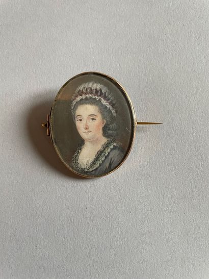 Ecole vers 1790
Portrait de femme au bonnet...