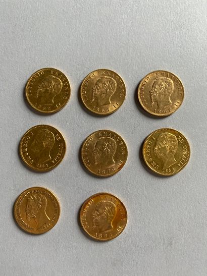 8 pieces of 20 gold lire, Vittorio Emanuel...