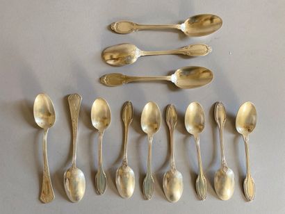 Lot in 950°/°° silver including 7 moka spoons,...