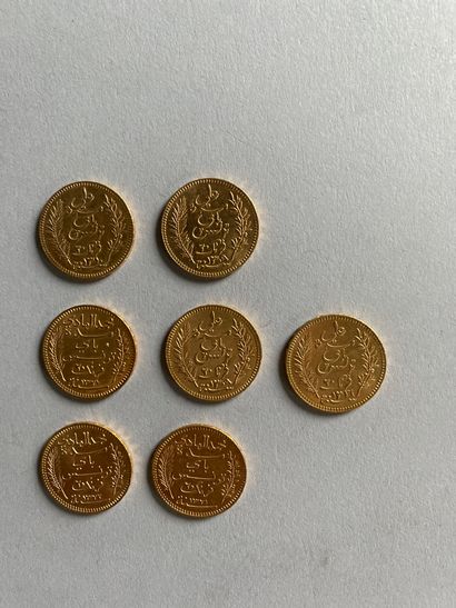 7 pieces of 20 F gold, Tunisia
1892, 1899...