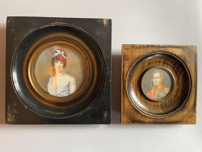 Lot de deux miniatures :
- Portrait d'un...
