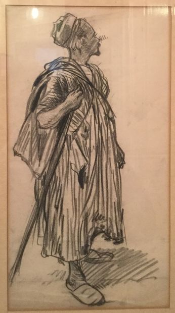 Attribué à Alfred DEHODENCQ (1822-1882)
Shepherd
Charcoal...