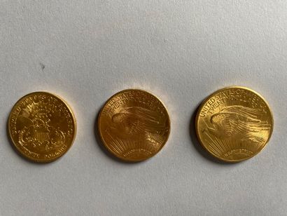 3 gold 20-dollar coins 1904 (1); 1924 (2...