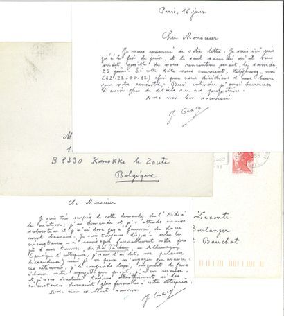 GRACQ Julien.
8 AUTOGRAPH CARTES-LETTRES...