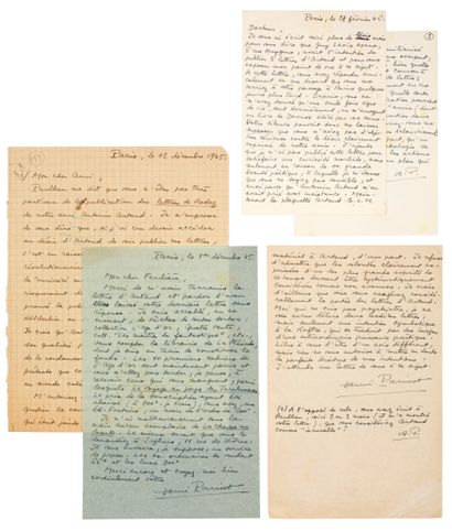 PARISOT Henri.
4 AUTOGRAPH LETTERS SIGNED...