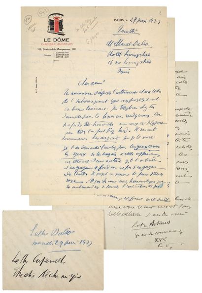 ARTAUD Antonin.
AUTOGRAPH LETTER SIGNED to...