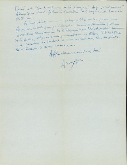 ARAGON Louis.
3 AUTOGRAPH LETTERS SIGNED...