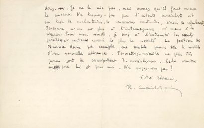 CAILLOIS Roger.
AUTOGRAPH LETTER SIGNED to...