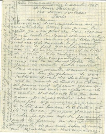 ARTAUD Antonin.
AUTOGRAPHIC LETTER SIGNED...