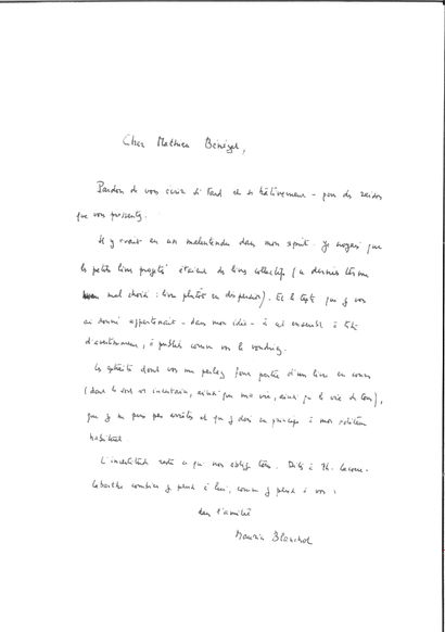 BLANCHOT Maurice.
19 AUTOGRAPH LETTERS SIGNED...