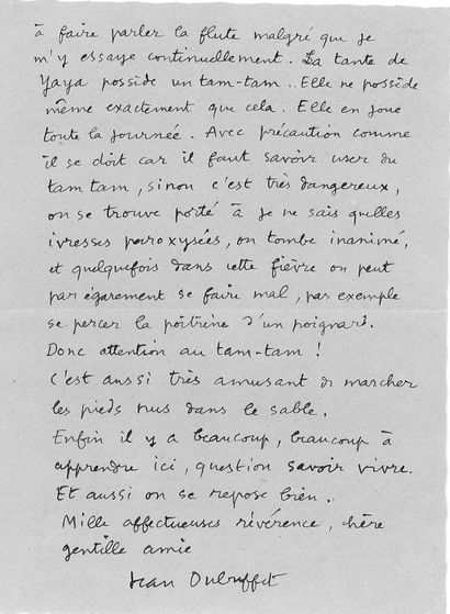 DUBUFFET Jean.
AUTOGRAPH LETTER SIGNED to...