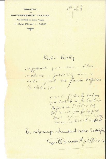 APOLLINAIRE Guillaume. PICASSO Pablo.
2 AUTOGRAPH...