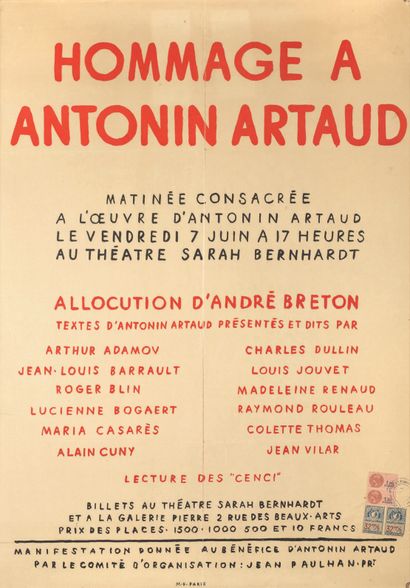 [ARTAUD Antonin].
HOMAGE to ANTONIN ARTAUD....