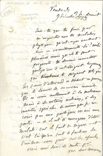FLAUBERT Gustave.
AUTOGRAPH LETTER SIGNED...