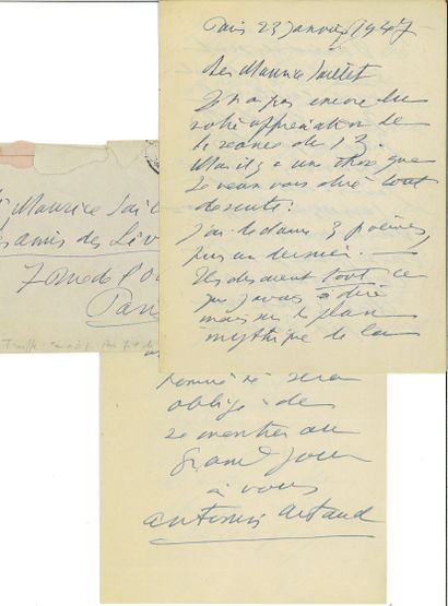 ARTAUD antonin.
AUTOGRAPH LETTER SIGNED to...